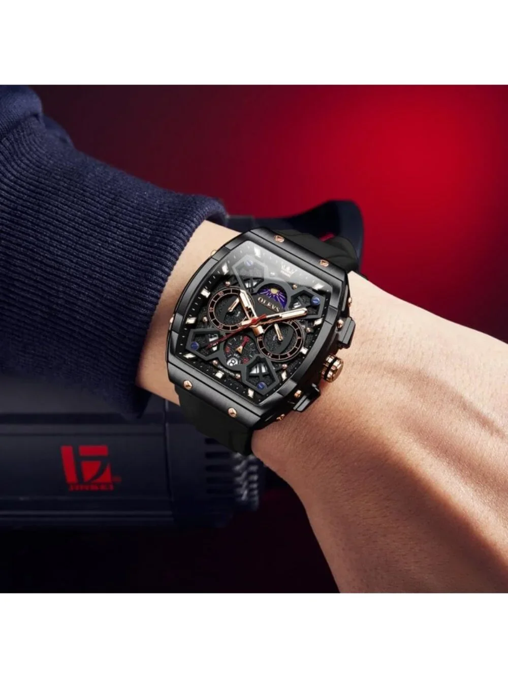 Stylish Men's Chronograph Watch - Waterproof, Luminous, Silicon Strap